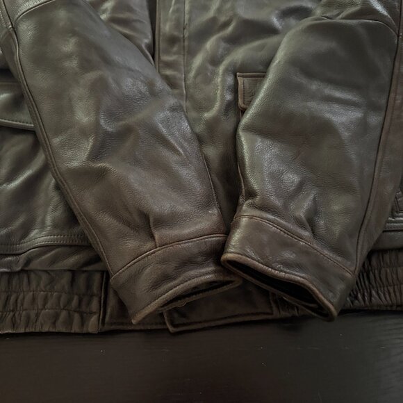 Mens Wilsons A-2 Brown Leather Zip Out Liner Bomber Jacket  Size Medium - Picture 2 of 9